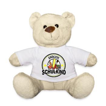 Endlich Schulkind - Schulmotiv Emblem Vintage - Teddy - Weiß - Vorne