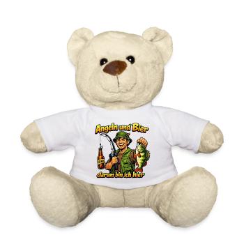 Angeln und Bier – Darum bin ich hier - Teddy - Weiß - Vorne