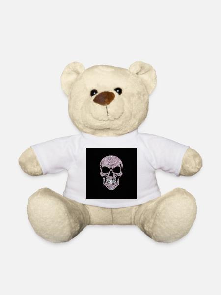 Glitzernder Totenschädel auf Schwarz - Teddy - Weiß