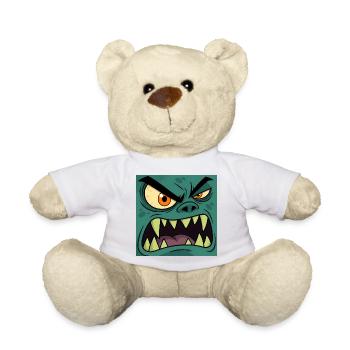 Visage de monstre en colère – Graphisme vectoriel de dessin animé - Nounours - blanc - Devant
