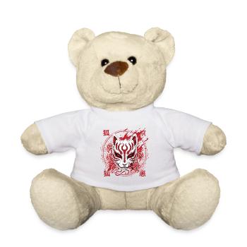 Kitsune Maske Rot-Weiß - Teddy - Weiß - Vorne