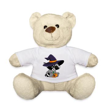 Snuggles der Waschbär im Halloweenkostüm. - Teddy - Weiß - Vorne