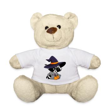Snuggles der Waschbär mit Halloweensüßigkeiten - Teddy - Weiß - Vorne