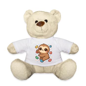 Süßes Kawaii Faultier beim Klettern & Bouldern - Teddy - Weiß - Vorne