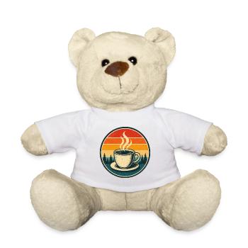 Coffee Retro Badge Vintage-Stil Grafik - Teddy - Weiß - Vorne