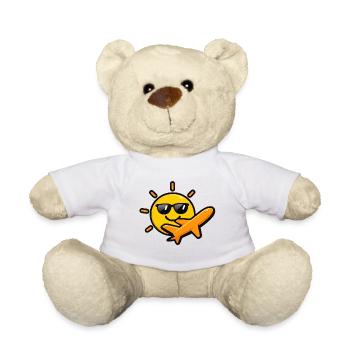 Lustiges Urlaub Motiv mit Flugzeug & Sonne - Teddy - Weiß - Vorne