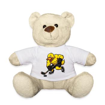 Entschlossene Ente beim Eishockey Spielen Comic - Teddy - Weiß - Vorne