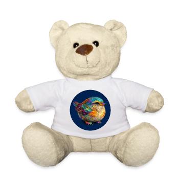 Colorful rainbow bird - Teddy Bear - white - Front