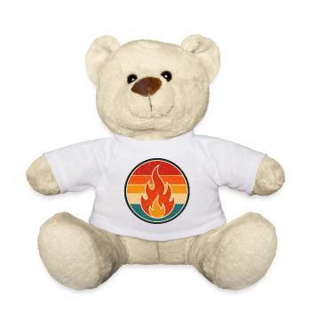 Flame Retro Badge Vintage-Stil Grafik - Teddy - Weiß - Vorne