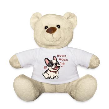 Wuff wuff Französischer Bulldoggen-Welpen-Cartoon - Teddy - Weiß - Vorne
