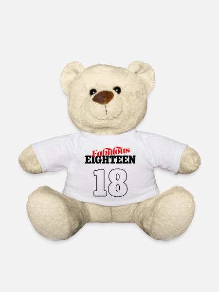 Fabulous 18 - 18th Birthday Design & Poster - Teddy Bear - white