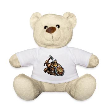 Wikinger-Krieger mit Schild - Teddy - Weiß - Vorne