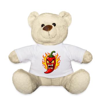 Wütende Chili Schote – Feuer Scharfes Cartoon Desi - Teddy - Weiß - Vorne