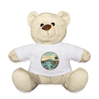 Neapel, Italien, Vesuv-Bucht-Aufkleber - Teddy - Weiß - Vorne
