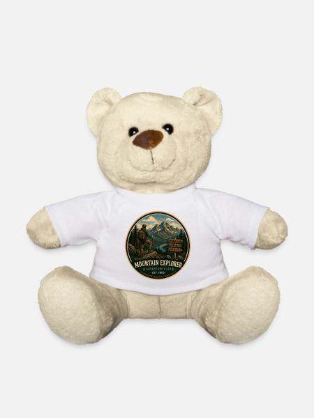 Mountain Explorer Vintage-Abenteuergrafik - Teddy - Weiß