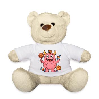 Niedliches rosa Suessigkeiten Monster - Teddy - Weiß - Vorne