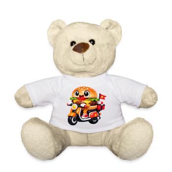 Kawaii Burger auf dem Motorrad - Teddy - Weiß - Vorne