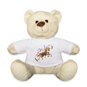 Goldene Karussellpferd und Feenbänder - Teddy - Weiß - Vorne