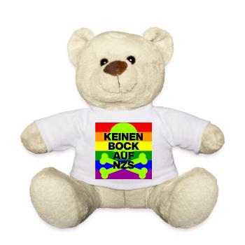 KEINEN BOCK AUF NZS, NO NZS, NO AFD, SKULL GRÜN - Teddy - Weiß - Vorne