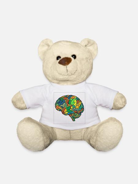Kaleidoscope Brain Pattern - Teddy Bear - white