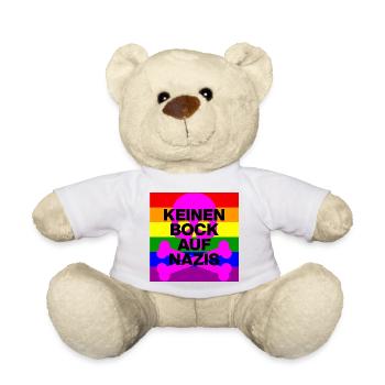 KEINEN BOCK AUF NAZIS, NO NZS, NO AFD, SKULL PINK - Teddy - Weiß - Vorne