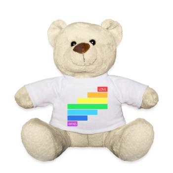 Love Wins - Regenbogen Querstreifen Design - Teddy - Weiß - Vorne