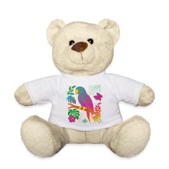 Bunter Papagei im Tropen Design - Teddy - Weiß - Vorne