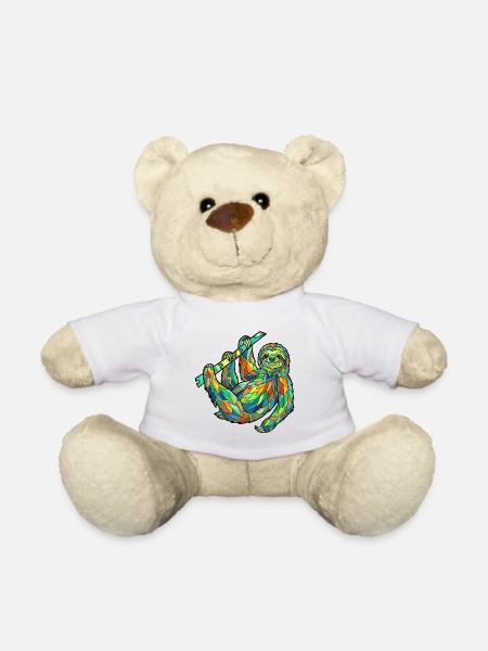 Geometric Sloth - Teddy Bear - white