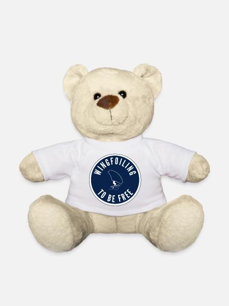 Wingfoiling to be free – Badge in Navy - Teddy Bear - white