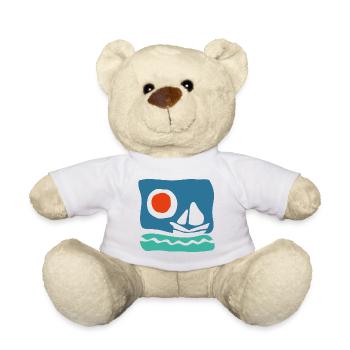 Sailboat on azure sea – Marine illustration - Teddy Bear - white - Front