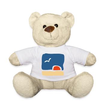 Bird at Sunset – Minimalist Art - Teddy Bear - white - Front