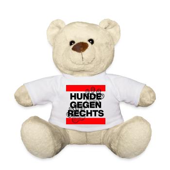 HUNDE GEGEN RECHTS, NO AFD NO NZS, NIE WIEDER - Teddy - Weiß - Vorne