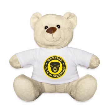 Warning CCTV Camera In Operation Sign - Teddy Bear - white - Front