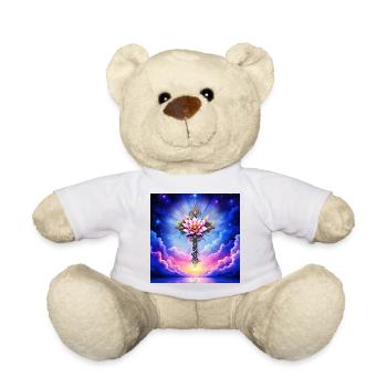 Floral Lotus Cross in Starry Sky - Teddy Bear - white - Front