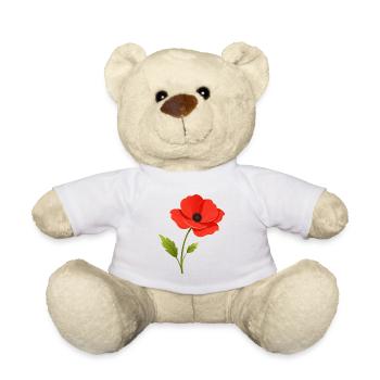 Poppy flower - Teddy Bear - white - Front
