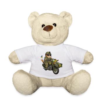 Ukraine Combat Kitten on Motorcycle (KZU) - Teddy Bear - white - Front