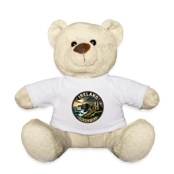 Ireland Emerald Isle Vintage Travel Badge - Teddy Bear - white - Front