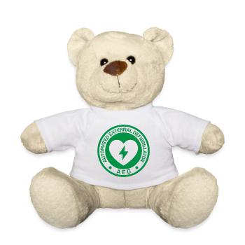 Autocollant automatisé de défibrillateur externe AED - Nounours - blanc - Devant