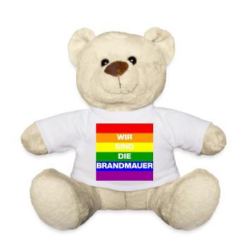 Wir sind die Brandmauer, No NZS, No AFD, weiß - Teddy - Weiß - Vorne