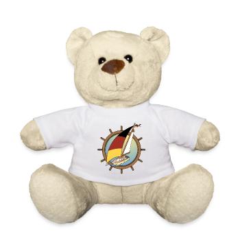 Voilier avec drapeau allemand dans la roue de gouvernail - Nounours - blanc - Devant