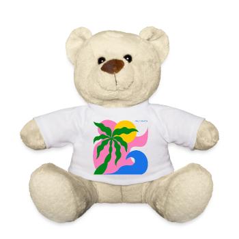 Palmier abstrait & soleil : design estival - Nounours - blanc - Devant