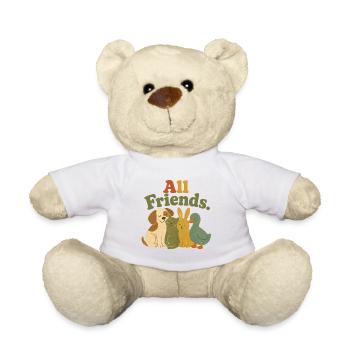 All Friends Animals Vegan Animal Rights Retro - Teddy Bear - white - Front