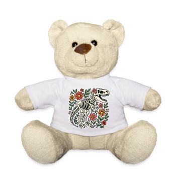 T Rex Skeleton with Flowers - Teddy Bear - white - Front