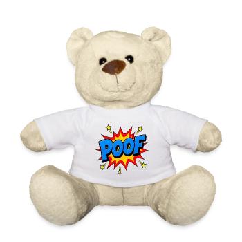 POOF Comic Lettering – Action Pop Art Explosion - Teddy Bear - white - Front
