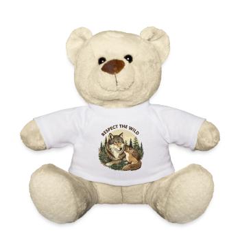 Respect The Wild Wolf & Fox Nature - Teddy Bear - white - Front