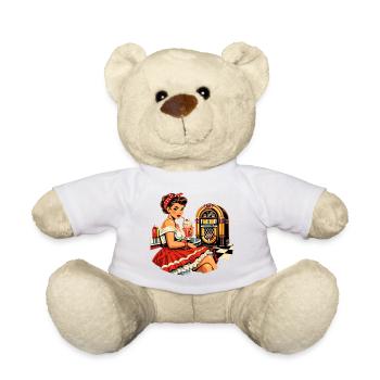 50s Diner Pin-Up: Retro Rockabilly Style - Teddy Bear - white - Front