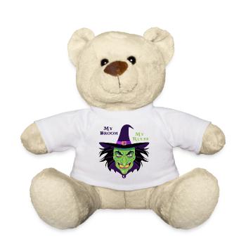Mon balai, mon t-shirt de sorcière des règles - Nounours - blanc - Devant