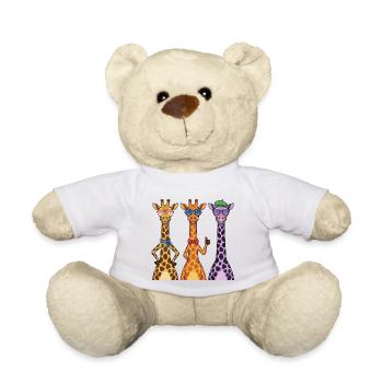 Funny Giraffe Sunglasses Shirt, Cute Animal Graphi - Nounours - blanc - Devant