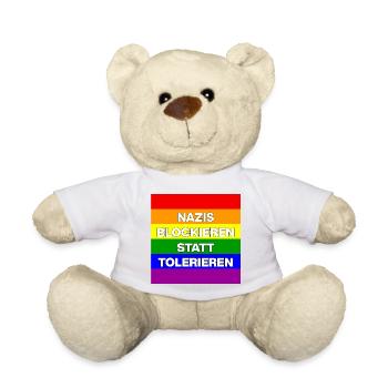 NAZIS BLOCKIEREN STATT TOLERIEREN, NO NZS, NO AFD - Teddy - Weiß - Vorne