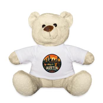 Austin Live Music Capital Retro Guitar Emblem - Teddy Bear - white - Front